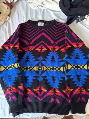 vintage colorful acrylic sweater